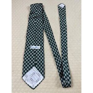 Liberty of‎ London Phelps Meager Green Geometric Tie 1970s 4"W 56"L Green White